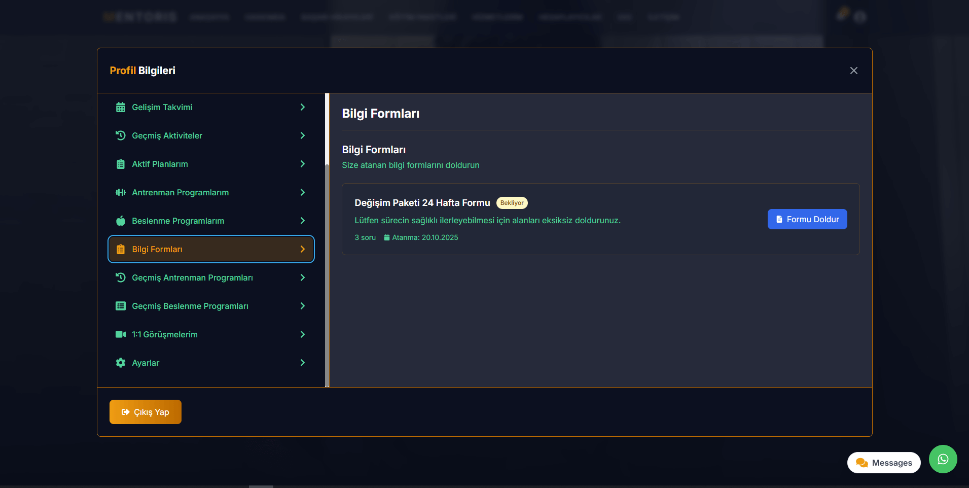 Bilgi Formları Dashboard